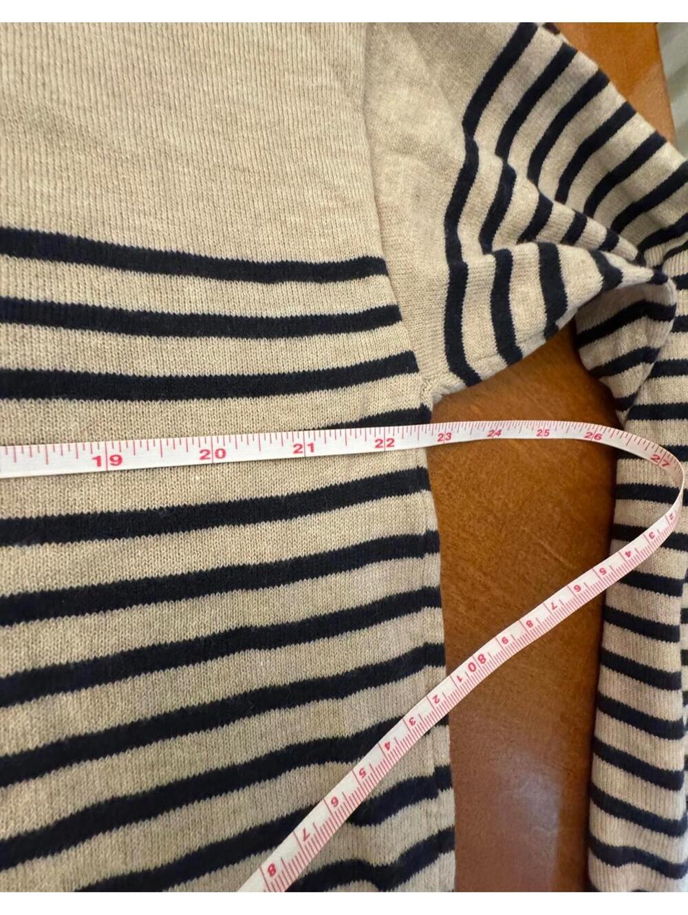 Primary Women's Beige and Navy Striped Wool Blend Sweater Size L j-2 - Picture 5 of 8